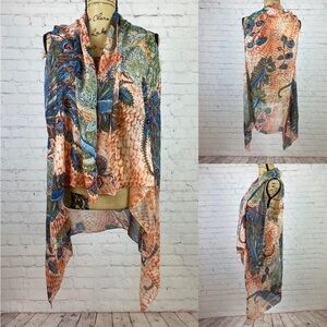 Boho Print Open Front Scarf Kimono